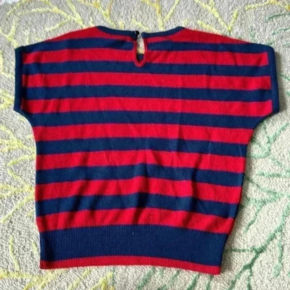 Vintage 80s knit striped sweater top cropped 8 - Picture 4 of 4